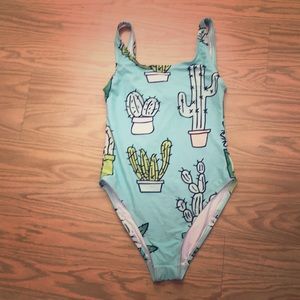 Cactus print one piece swimsuit M